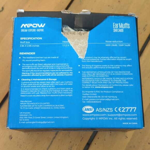 MPOW Noise Reduction Headphones Ear Muff (Black) NEW - Picture 6 of 10